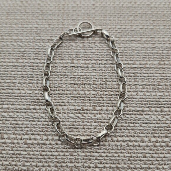 Jewelry - 7 Inch Sterling Silver Rustic Chain Links Bracelet A4051